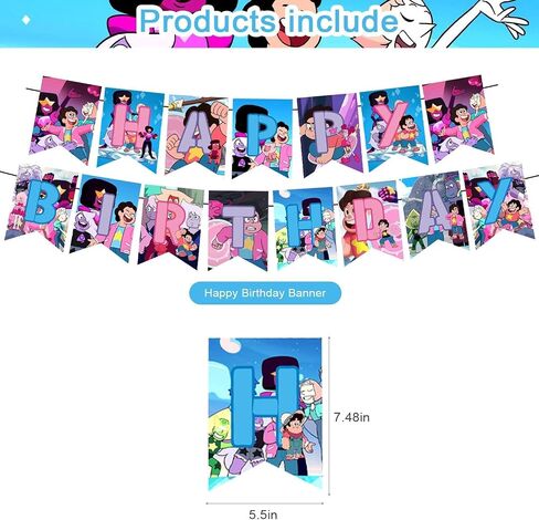Steven Universe Party Decorations,Cute Cartoon Movie Birthday Party Supplies Includes Banner - Cake Topper - 12 Cupcake Toppers - 18 Balloons in Saudi Arabia