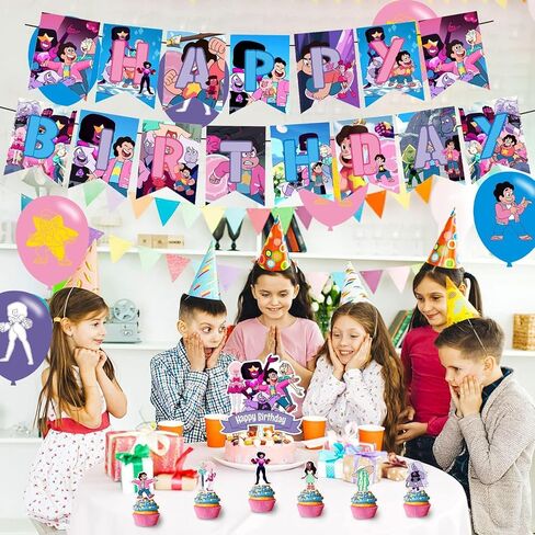 Steven Universe Party Decorations,Cute Cartoon Movie Birthday Party Supplies Includes Banner - Cake Topper - 12 Cupcake Toppers - 18 Balloons in Saudi Arabia