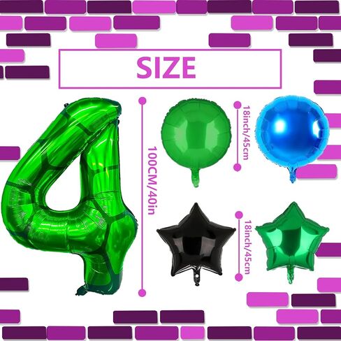 40 بوصة الرسوم الكاريكاتورية موضوع السلاحف رقم 4 رقائق البالونات كبيرة مايلار 4th بالون سوبر الأخضر السلحفاة ذات طابع البطل فيديو لعبة البيتزا البالونات عيد ميلاد ديكورات حفلة عيد ميلاد in Kuwait