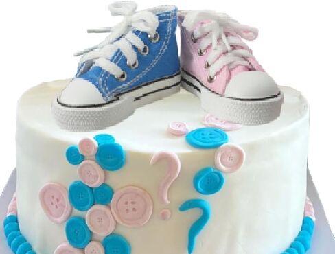 Blue Pink Shoes Cake Toppers Boy أو Girl Shoes Decorations مع أحذية زرقاء وردية اللون لحفل استحمام الطفل (أحذية زرقاء وردية) in Kuwait