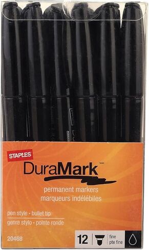 STAPLES 910000 Duramark Permanent Markers Fine Point Black 12/Pack (20468-Cc) in Saudi Arabia
