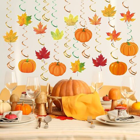 30 PCS Fall Fall Pumpkin Maple Leaf Swills Drowls Autumn Strempers Exhipgiving Seiling Decorations for Home Autumn Autumn Harvest Decor Decor in Saudi Arabia
