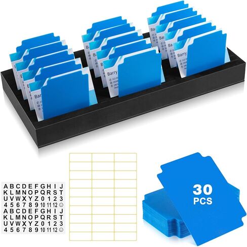 Chunful Foam Name Badge Holder Tray with 30 Index Cards and Tab Alphabet Stickers, ID Badge Tray Organizer Name Tag Holder Set for Desk Office School Business, 13.8 x 6.4 x 1.3 Inch in Kuwait