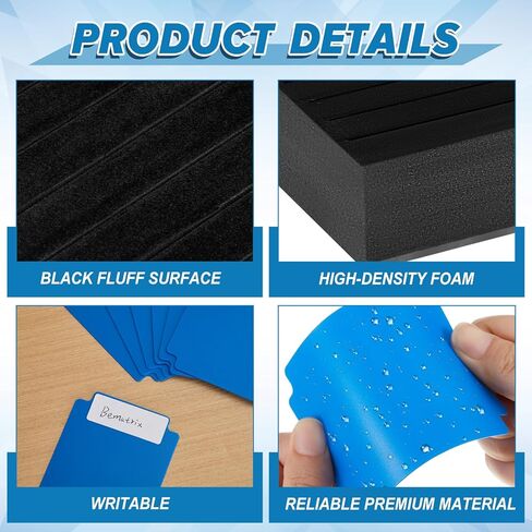 Chunful Foam Name Badge Holder Tray with 30 Index Cards and Tab Alphabet Stickers, ID Badge Tray Organizer Name Tag Holder Set for Desk Office School Business, 13.8 x 6.4 x 1.3 Inch in Kuwait