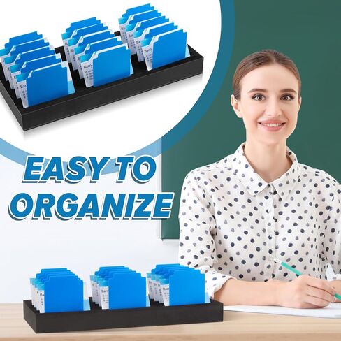 Chunful Foam Name Badge Holder Tray with 30 Index Cards and Tab Alphabet Stickers, ID Badge Tray Organizer Name Tag Holder Set for Desk Office School Business, 13.8 x 6.4 x 1.3 Inch in Kuwait
