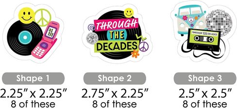 Big Dot of Happiness Through The Decades - DIY Shaped 50s, 60s, 70s, 80s, and 90s Party Cut-Outs - 24 Count in Saudi Arabia