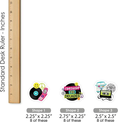 Big Dot of Happiness Through The Decades - DIY Shaped 50s, 60s, 70s, 80s, and 90s Party Cut-Outs - 24 Count in Saudi Arabia