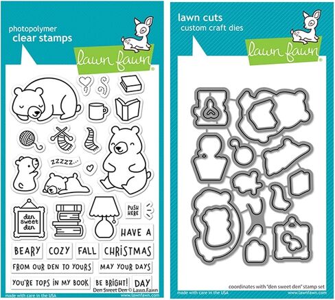 Lawn Fawn Den Sweet Den 4x6 Clear Stamp Set and تنسيق وفاة (LF2409 ، LF2410) ، حزمة من عنصرين in Saudi Arabia