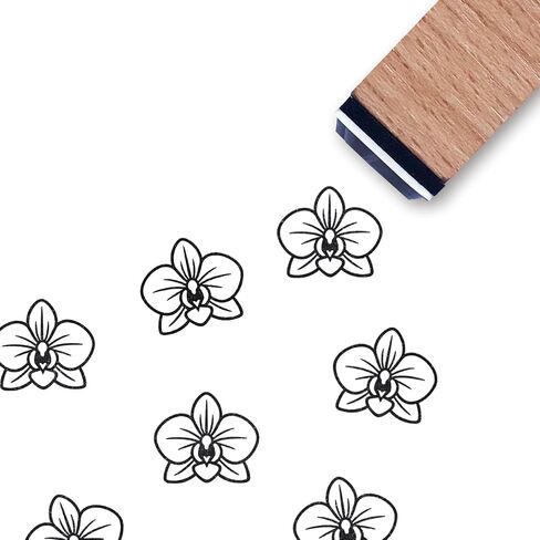 Orchid Flower Rubber Stamp, 3/5 Inch Small Mini Stamp for Scrapbooking Card Making Planner in Saudi Arabia