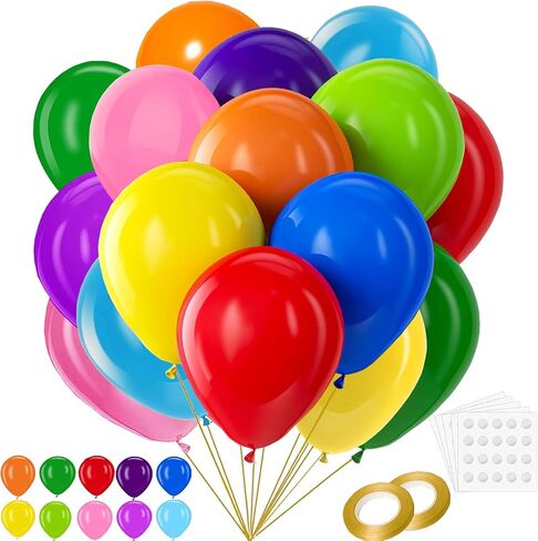 100pcs 12 Inch Rainbow Latex Balloons for Birthday, Baby Shower, Wedding.Vibrant Assorted Colors for Party Decorations - Create Stunning Balloon Arches & Backdrops with Ease! in Saudi Arabia