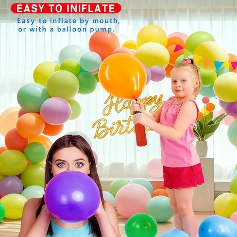 100pcs 12 Inch Rainbow Latex Balloons for Birthday, Baby Shower, Wedding.Vibrant Assorted Colors for Party Decorations - Create Stunning Balloon Arches & Backdrops with Ease! in Saudi Arabia