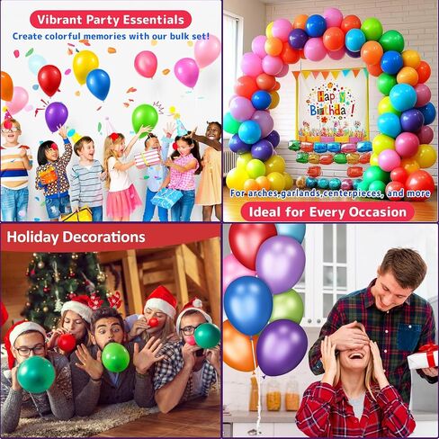 100pcs 12 Inch Rainbow Latex Balloons for Birthday, Baby Shower, Wedding.Vibrant Assorted Colors for Party Decorations - Create Stunning Balloon Arches & Backdrops with Ease! in Saudi Arabia