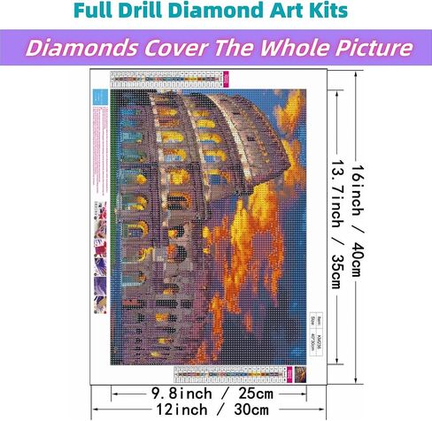 jyxsjyyd 5d diy رومانية الساحة الماس الماس للبالغين ، مجموعات اللوحات الماس الكولوسيوم للمبتدئين ، الطلاء بواسطة Diamonds Dot الكامل الحفر الأحجار الكريمة ، الديكور الجدار المنزلي 11.8x15.8 بوصة. in Kuwait