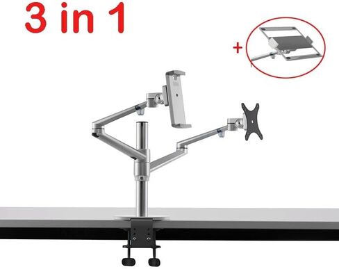 OL-3T Aluminum 3-in-1 height-adjustable desktop double-arm 17-32-inch monitor stand + 10-17-inch laptop stand + 14-inch stand(Black) in Saudi Arabia
