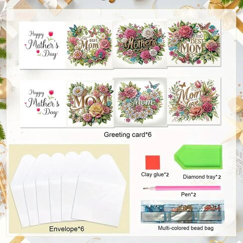 6pcs DIY قابلة للطي للفنون الماس ، بطاقات المعايدة ، مهرجانات عيد ميلاد إبداعية مصنوعة يدويًا ، شكرًا لك ، in Kuwait