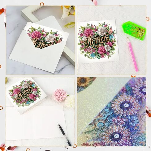 6pcs DIY قابلة للطي للفنون الماس ، بطاقات المعايدة ، مهرجانات عيد ميلاد إبداعية مصنوعة يدويًا ، شكرًا لك ، in Kuwait