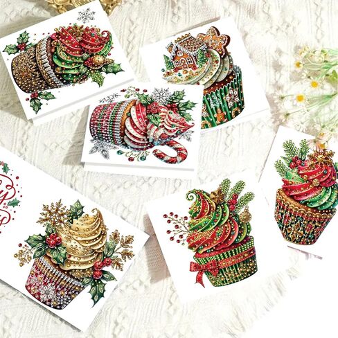 6Pcs DIY Foldable Diamond Art Painting Greeting Cards, Creative Birthday Festivals Handmade Thank You Card Set Blessing Greeting Card Craft Gift Idea (Mother's Day) in Saudi Arabia