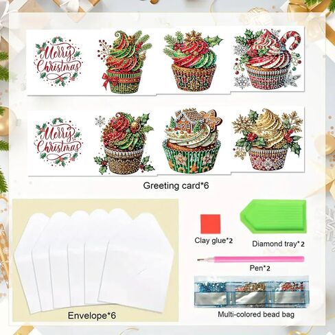 6Pcs DIY Foldable Diamond Art Painting Greeting Cards, Creative Birthday Festivals Handmade Thank You Card Set Blessing Greeting Card Craft Gift Idea (Mother's Day) in Saudi Arabia