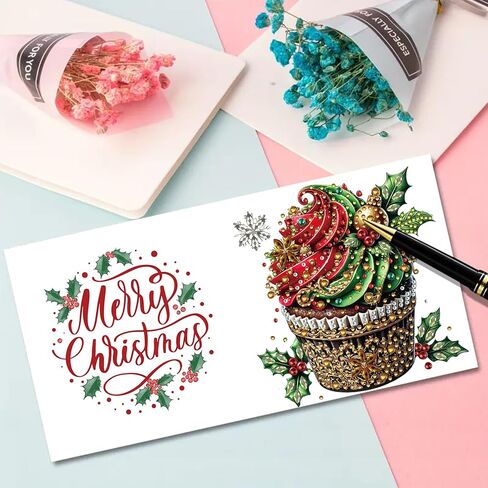 6Pcs DIY Foldable Diamond Art Painting Greeting Cards, Creative Birthday Festivals Handmade Thank You Card Set Blessing Greeting Card Craft Gift Idea (Mother's Day) in Saudi Arabia