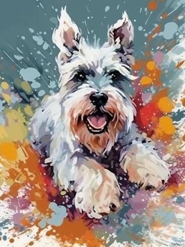 UIBDVKS Jumping White Schnauzer Dog DIY 5D Diamond Art Painting Kits Full Drill Crystal Rhinestone Embroidery Cross Stitch Craft Painting Pictures for Adults Canvas for Home Wall Decor 12x16 inch in Saudi Arabia