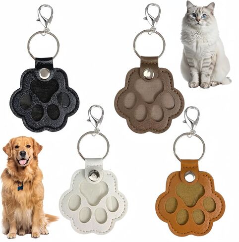 4pcs Cats & Dogs Pet paw print keychain cat key hair storage keychain memorial memorial gifts for bage paw charm charm charm (رمادي ، أسود ، بني ، أبيض) in Kuwait