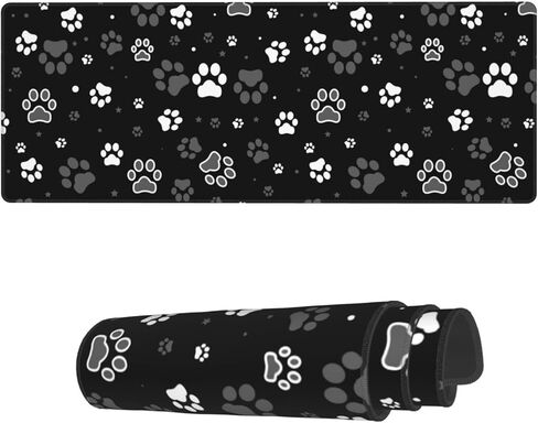 Famame Laptop Mouse Mouse Pad Black and White Dog Paws Desk Desk مع حواف مخيط 31.5x 11.8 بوصة in Kuwait