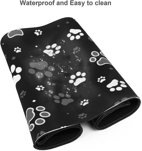 Famame Laptop Mouse Mouse Pad Black and White Dog Paws Desk Desk مع حواف مخيط 31.5x 11.8 بوصة in Kuwait