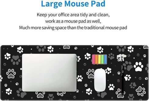 Famame Laptop Mouse Mouse Pad Black and White Dog Paws Desk Desk مع حواف مخيط 31.5x 11.8 بوصة in Kuwait
