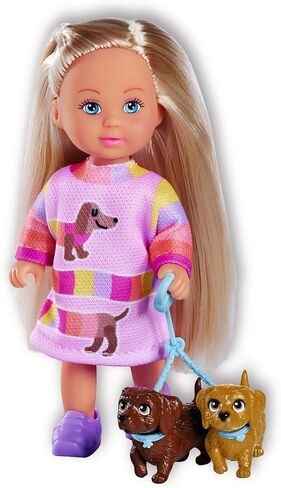 Simba 105733688 Evi Love Dogs, Doll with Two Cute Dachshunds on a Leash, 12 cm Toy Doll, from 3 Years in Kuwait