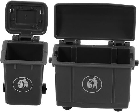 Garneck 1 Set Trash Can Model Miniature Trash Can Dustbin Bin for Mini House for House Garbage Pail Doll Accessories Decor Black Plastic in Saudi Arabia