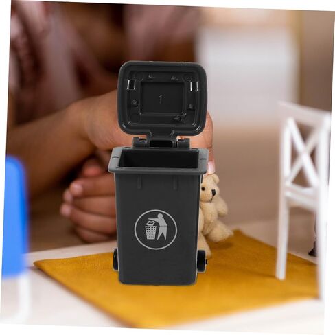 Garneck 1 Set Trash Can Model Miniature Trash Can Dustbin Bin for Mini House for House Garbage Pail Doll Accessories Decor Black Plastic in Saudi Arabia
