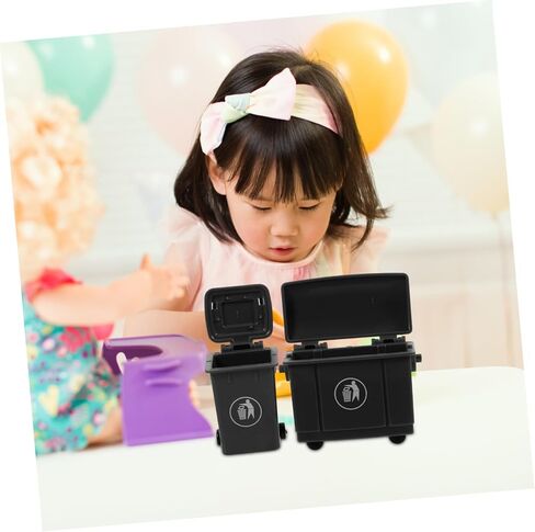 Garneck 1 Set Trash Can Model Miniature Trash Can Dustbin Bin for Mini House for House Garbage Pail Doll Accessories Decor Black Plastic in Saudi Arabia