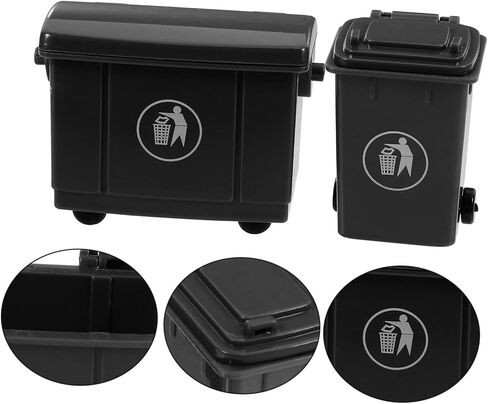 Garneck 1 Set Trash Can Model Miniature Trash Can Dustbin Bin for Mini House for House Garbage Pail Doll Accessories Decor Black Plastic in Saudi Arabia