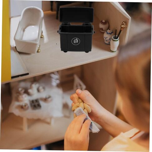 Garneck 1 Set Trash Can Model Miniature Trash Can Dustbin Bin for Mini House for House Garbage Pail Doll Accessories Decor Black Plastic in Saudi Arabia