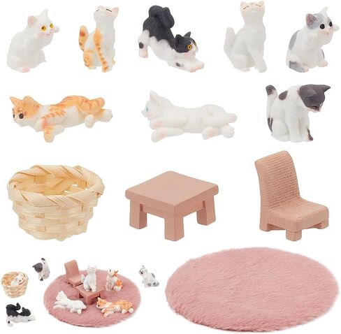 pligreat 12 pcs cute cat figures accessories dollhouse ، واقعية مصغرة صغيرة كراسي المكتب القطة الصغيرة للسكيقة المصغرة للديكور المنزل القبعات العليا in Saudi Arabia
