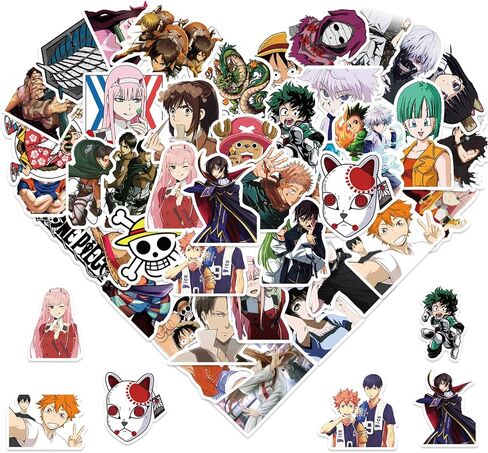100pcs anime اليابانية مختلط ملصقات مقاومة للماء مضحكة لزجاجات المياه ملصقات رسومات كاريكاتورية للأطفال ، الأطفال الصغار ، المراهقين ، الفتيات ، البالغين (أنيمي الياباني) in Kuwait