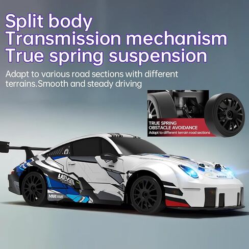 1:64 Scale Cartoon RC Drift Car مع مصابيح LED ذات 6 ألوان و Boost الفوري-Type-C Charge ، 2.4 جيجا هرتز التحكم عن بُعد ، أوضاع الانجراف القابلة للتعديل-Racer Mini Racer Interactive Mini Light in Kuwait