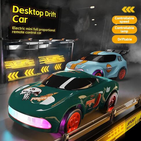 1:64 Scale Cartoon RC Drift Car مع مصابيح LED ذات 6 ألوان و Boost الفوري-Type-C Charge ، 2.4 جيجا هرتز التحكم عن بُعد ، أوضاع الانجراف القابلة للتعديل-Racer Mini Racer Interactive Mini Light in Kuwait