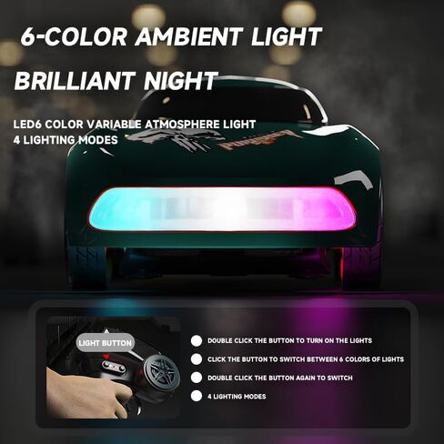 1:64 Scale Cartoon RC Drift Car مع مصابيح LED ذات 6 ألوان و Boost الفوري-Type-C Charge ، 2.4 جيجا هرتز التحكم عن بُعد ، أوضاع الانجراف القابلة للتعديل-Racer Mini Racer Interactive Mini Light in Kuwait
