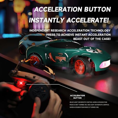 1:64 Scale Cartoon RC Drift Car مع مصابيح LED ذات 6 ألوان و Boost الفوري-Type-C Charge ، 2.4 جيجا هرتز التحكم عن بُعد ، أوضاع الانجراف القابلة للتعديل-Racer Mini Racer Interactive Mini Light in Kuwait