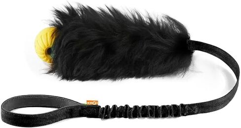 HOWGO Dog Rope Toy,Dog Bungee Chaser Toy 100% Sheepskin,Sheep Smell Tug Toy for All Breeds (Black, with Rubber Ball) in Kuwait