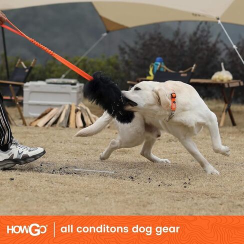 HOWGO Dog Rope Toy,Dog Bungee Chaser Toy 100% Sheepskin,Sheep Smell Tug Toy for All Breeds (Black, with Rubber Ball) in Kuwait