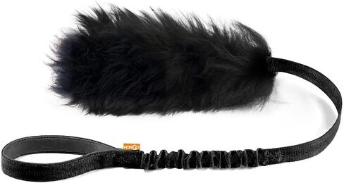 HOWGO Dog Rope Toy,Dog Bungee Chaser Toy 100% Sheepskin,Sheep Smell Tug Toy for All Breeds (Black, with Rubber Ball) in Kuwait