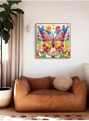 Craftcraze Diamond Painting مجموعات البالغين ، مجموعات فن الماس للمبتدئين ، فراشة DIY Full Drill Diamond Paint in Kuwait