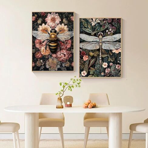2 Pack Diamond Painting Kits for Adults,Dragonfly Bee Diamond Art Kits for Adults, DIY 5D Diamond Painting Kits for Beginners Home Wall Decor 12x16inch in Kuwait