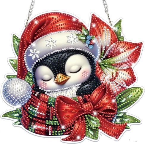 Bowetile Christmas Diamond Art Atting leath kits للبالغين أطفال ، فنية ماس شتاء شتاء ، 5D شكل خاص اللوحة الماس قلادة هدايا عيد الميلاد للعبور الباب المنزل in Kuwait