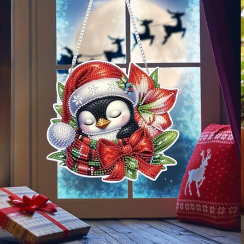 Bowetile Christmas Diamond Art Atting leath kits للبالغين أطفال ، فنية ماس شتاء شتاء ، 5D شكل خاص اللوحة الماس قلادة هدايا عيد الميلاد للعبور الباب المنزل in Kuwait