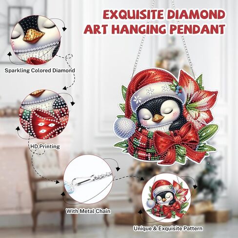 Bowetile Christmas Diamond Art Atting leath kits للبالغين أطفال ، فنية ماس شتاء شتاء ، 5D شكل خاص اللوحة الماس قلادة هدايا عيد الميلاد للعبور الباب المنزل in Kuwait