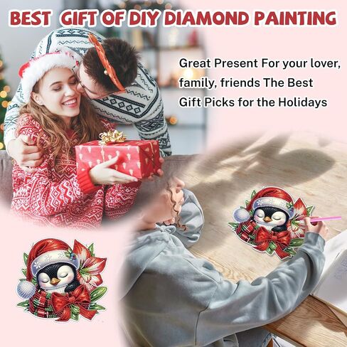 Bowetile Christmas Diamond Art Atting leath kits للبالغين أطفال ، فنية ماس شتاء شتاء ، 5D شكل خاص اللوحة الماس قلادة هدايا عيد الميلاد للعبور الباب المنزل in Kuwait