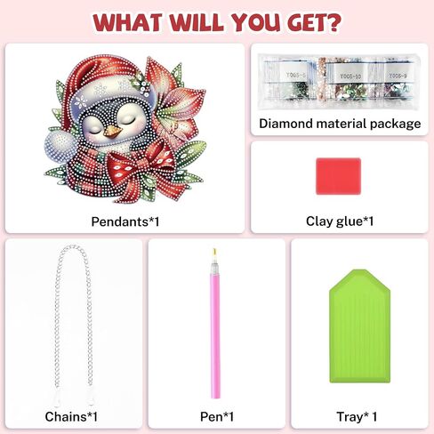 Bowetile Christmas Diamond Art Atting leath kits للبالغين أطفال ، فنية ماس شتاء شتاء ، 5D شكل خاص اللوحة الماس قلادة هدايا عيد الميلاد للعبور الباب المنزل in Kuwait